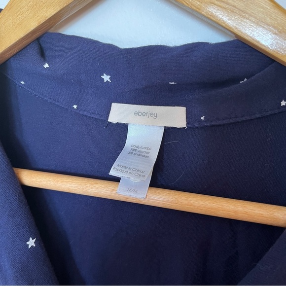 EBERJEY Giselle Navy Star Pattern Short Sleeve PJ Top Size M - Picture 2 of 3
